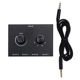 Equipment Rise4 Port Audio Switch, 3.5mm Audio Switcher, Stereo Aux Audio Selector, 4 Input 1output/1input 4 Output Audio Switcher Box