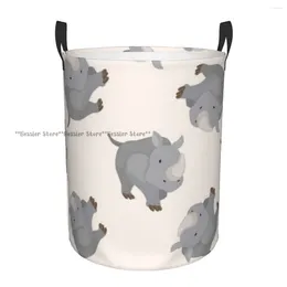 Laundry Bags Dirty Basket Rhinoceros Cartoon Folding Clothing Storage Bucket Toy Home Waterproof Organizer