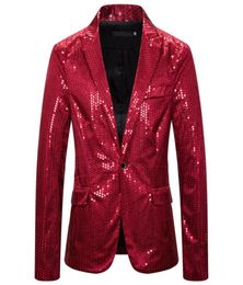 Men039s Suits Blazers Glitter Sequin For Men Stage Performance Red Shiny Singer One Piece Suit Jacket 2021 Man Fashion Clothe1928783