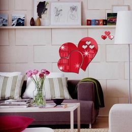 Window Stickers Heart-shaped Acrylic Wall Self-adhesive Mirror Decal Art Removable Wedding Decoration Room Decor