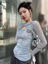 Women's T Shirts Y2k Long Sleeve T-shirts Women Sexy Hollow Out Spring Girls Streetwear Ulzzang Thin Chic Designer Skinny Personality Tops
