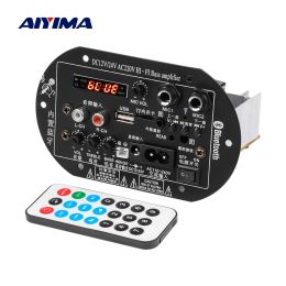 Amplifier AIYIMA Bluetooth Subwoofer Amplifier Board 150W Dual Microphone Sound Amplifier 12V 24V 220V Mono Amplificador Support TF USB FM