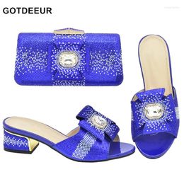 Dress Shoes Arrival Italian Women And Bag Set Decorated With Rhinestone Low Heels Elegant Italy Pumps Wedding Bride