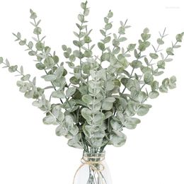 Decorative Flowers 10pc 38CM Artificial Plants Eucalyptus Leaves Green Leaf Branches Wreath DIY Bouquet Centerpiece Wedding Home Decoration