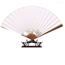 Decorative Figurines Green Jade Sandalwood Folding Fan Wood Fragrance Blank Rice Paper Male