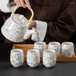 Teaware Sets Teapot Ceramic Beam Pot Large Capacity Household Blue And White One Six Cups Of Chinese Filter Bubble