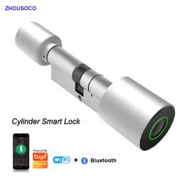 Lock Tuya Smart Fingerprint Lock Bluetooth App Remote Biometric Electronic Door Lock Rechargeable Battery Keyless Home Lock