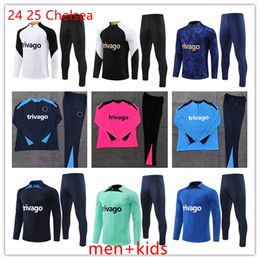 24 25 Chelse Soccer Training Suit 2024 CFC men and kids Half Zipper Chelse Football Jogging tracksuit PULISIC Set survetement