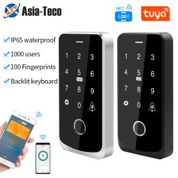Keypads IP67 Waterproof Bluetooth Tuya App NFC RFID 13.56Mhz IC M1 Access Control Keypad Biometric Fingerprint Touch Access Controler