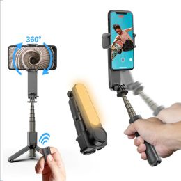 Monopods Mini Phone Stabiliser Handheld Gimbal Stabilisers Video Record Bluetooth Selfie Stick Tripod Phone Holder with Led Ring Light