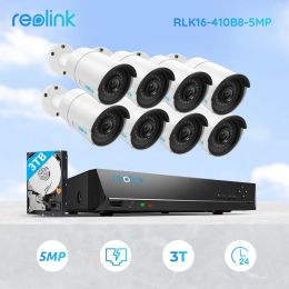 System Reolink 5MP IP Security Camera System Human Car Detection PoE 16ch NVR 8 IP Outdoor Infrared Cameras 3TB HDD RLK16410B8