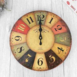 Wall Clocks For Living Room Vintage Wooden Retro Home Hanging Decor