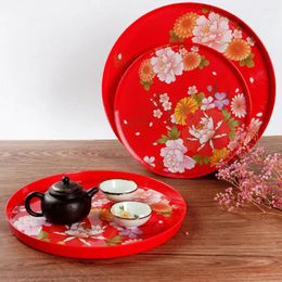 Tea Trays Tray Chinese Style Reusable Melamine Smooth Surface Flower Pattern Table Food Server Dishes Drink Platter Wedding Decor