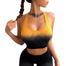 Bras Gradient Crop Top For Women Gym Seamless High Impact Sports Bra Yoga Fitness Top Female Underwear Pushup Sportswear Bralette