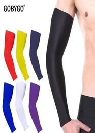 GOBYGO 1PC Sports Arm Sleeve Ice Fabric Mangas Warmer Summer UV Protection Running Basketball Volleyball Cycling Sunsn Bands9460028