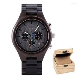 Wristwatches BOBO BIRD Ebony Wood Watch For Men Casual Wristwatch Clock Support Customised OME And Drop