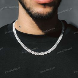 New Fashion Hip Hop Moissanite 8 MM Cuban Men's White Gold Iced Out Link Chain At Factory Price For Wholesaler