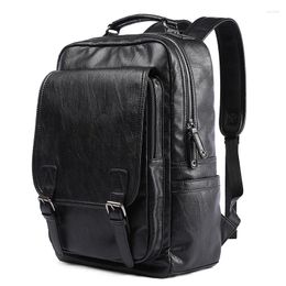 Backpack Fashion Men Waterproof Zaini Pelle PU Leather Laptop Minimalist Bag Outsoor Travel Mochila