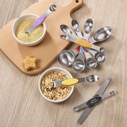 Spoons Magnetic Measuring Set Stainless Steel Dual Sided For Liquid Dry Cups Fits In Spice Jar