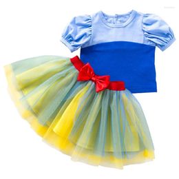 Clothing Sets 2Piece Summer Born Girls Clothes Outfit Set Korean Cute Bow Princess Short Sleeve Cotton Tops Lace Skirt Baby BC818