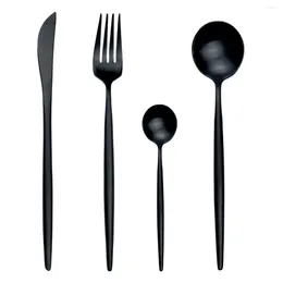 Flatware Sets Matte Stainless Steel Dinnerware Plating Golden Blue Black Knife Fork Tableware Dinner Set 4pcs/Lot Luxury Cutlery