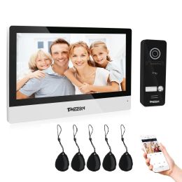 Intercom Tmezon Wifi Video Doorphone 10inch Touchscreen Monitor with 1080p Wired Doorbell Tuya App/card Swipe Unlock