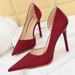 Dress Shoes Women 10.5cm High Heels Elegant Pumps Lady Plus Size Green Serpentine Leather Wedding Stiletto Fetish Nightclub Prom