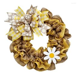 Decorative Flowers Bees Wreath 15inch Spring Summer Artificial Flower With Bowknot For Front Door Window Wall Wedding Decors M6CE