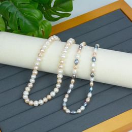 Pendant Necklaces 6mm 9mm Pearl Necklace Freshwater Choker Natural White Pearls Rice Round Wedding Gift For Mom