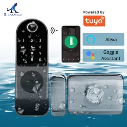 Lock Tuya Fingerprint Door Lock Outdoor Use Thumbprint Keyless Lock Work for Google Home Alexa Control Lock Smart Home