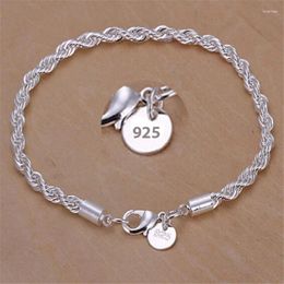 Link Bracelets High Quality Silver Colour 4MM Women Men Chain Male Twisted Rope Fashion Jewellery