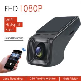 Cameras Full HD 1080P Car DVR Dash Cam Mini WIFI 24H Parking Monitor WDR Night Vision 12V Universal Vehicle Recorder Single Front Camera