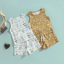 Clothing Sets SUNSIOM Born Baby Boys Summer Outfits Sleeveless Tree/Fish Print Tank Tops Shorts Casual 2PCS Clothes Set