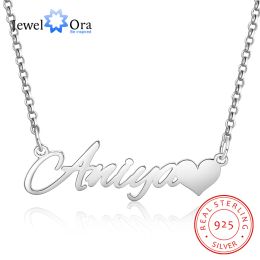 Necklaces 925 Sterling Silver Personalised Letter Nameplate with Heart Custom Made Name Necklaces for Women Anniversary Fine Jewellery