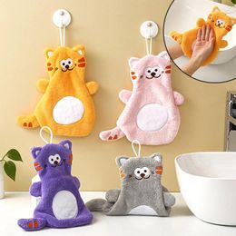 Towel Coral Fleece Household Bathroom Hand Cartoon Animal Quick Dry Wipe Towels With Hanging Loops Soft Absorbent