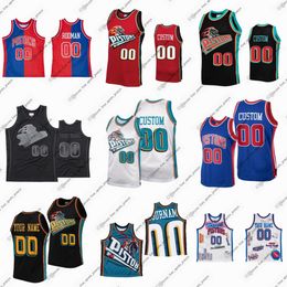 Custom Retro throwback stitched Basketball Jerseys Chauncey Billups Joe Dumars Dennis Rodman Isiah Thomas Rasheed Wallace Richard Hamilton Grant Hill Laimbeer