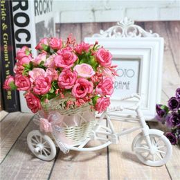 Decorative Flowers Outdoor Wedding Bicycle Woven Flower Basket Decoration Plastic Tricycle Design