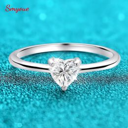 Smyoue White Gold 0.5ct 5mm Heart Cut Ring for Women S925 Solid Silver Lab Diamond Wedding Band Luxury Jewelry GRA240327