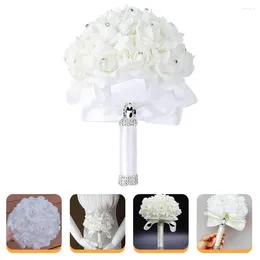 Decorative Flowers Holding Wedding Hand Bouquet White Bouquets Simulation Bridal Artificial For Outdoors