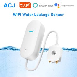 Detector ACJ WiFi Water Leakage Sensor Smart Home Water Leakage Detector Flood Alert Overflow Security Protection support SmartLife Tuya