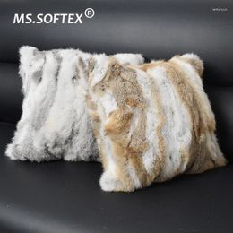 Pillow MS.Softex Real Fur Cover Both Sides Full Home Decoration Drop