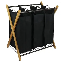 Laundry Bags Design Group X-Frame Bamboo 3-Bag Sorter