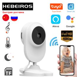 Cameras Hebeiros Tuya Wifi Camera 1080P Security Nanny Wireless Baby Monitor With Lullaby Temperature Detector Alexa Google Home