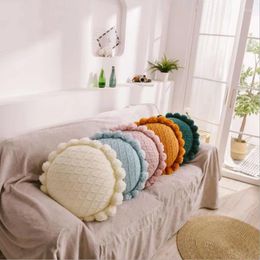 Pillow Cute Pompom Tassel Round Nordic Home Decor Decorative For Bed Sofa Fluffy Knitted Chair Car Throw