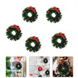 Decorative Flowers 5 Pcs Mini Toy Christmas Wreath Miniature Scene Model Hanging Festival Xmas