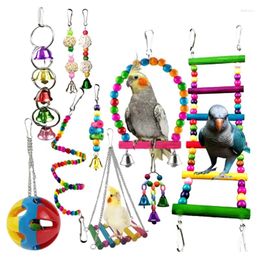 Other Bird Supplies 10 Pack Parakeet Toys Hanging Bell Pet Cage Swing Chewing For Small Parrots Finches Love Birds