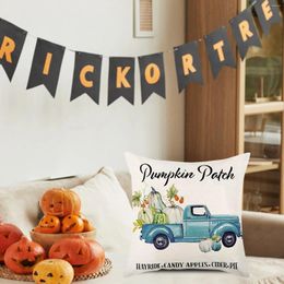 Pillow Pillowcase Thanksgiving Truck Car Big Pumpkin And Text Happy Holidays Decorative Linen Home Decor Pillows For Covers