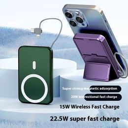 Newest Portable Wireless Charger Power Bank Magsafe Battery 10000mAh 22.5w magnetic bracket large capacity back clip mobile power supply for iphone samsung