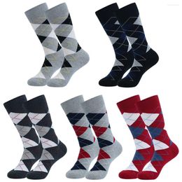 Men's Socks 3 Pairs Men Dress Black Cotton Large Size Business High Quality Stripe Grey Pure 41-48