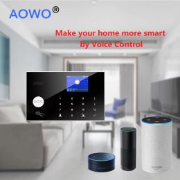 Kits GSM Alarm WiFi System Wireless Home Security Alarm Alexa Tuya Smart Home Alarm Tuya System with RFID SOS support Google Alexa